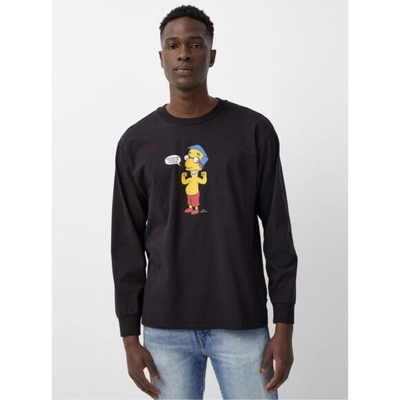 LEVI'S X THE SIMPSONS Men's‎ Medium MILHOUSE LONG SLEEVE T-SHIRT Black NWT - Picture 1 of 15